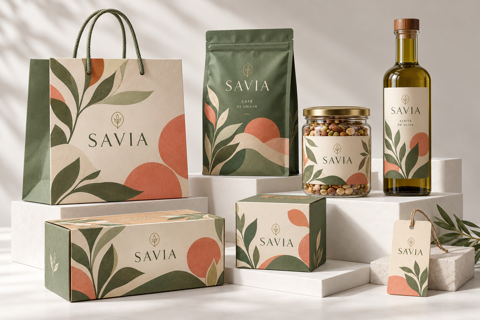 Mockup de SAVIA · Empaques y etiquetas