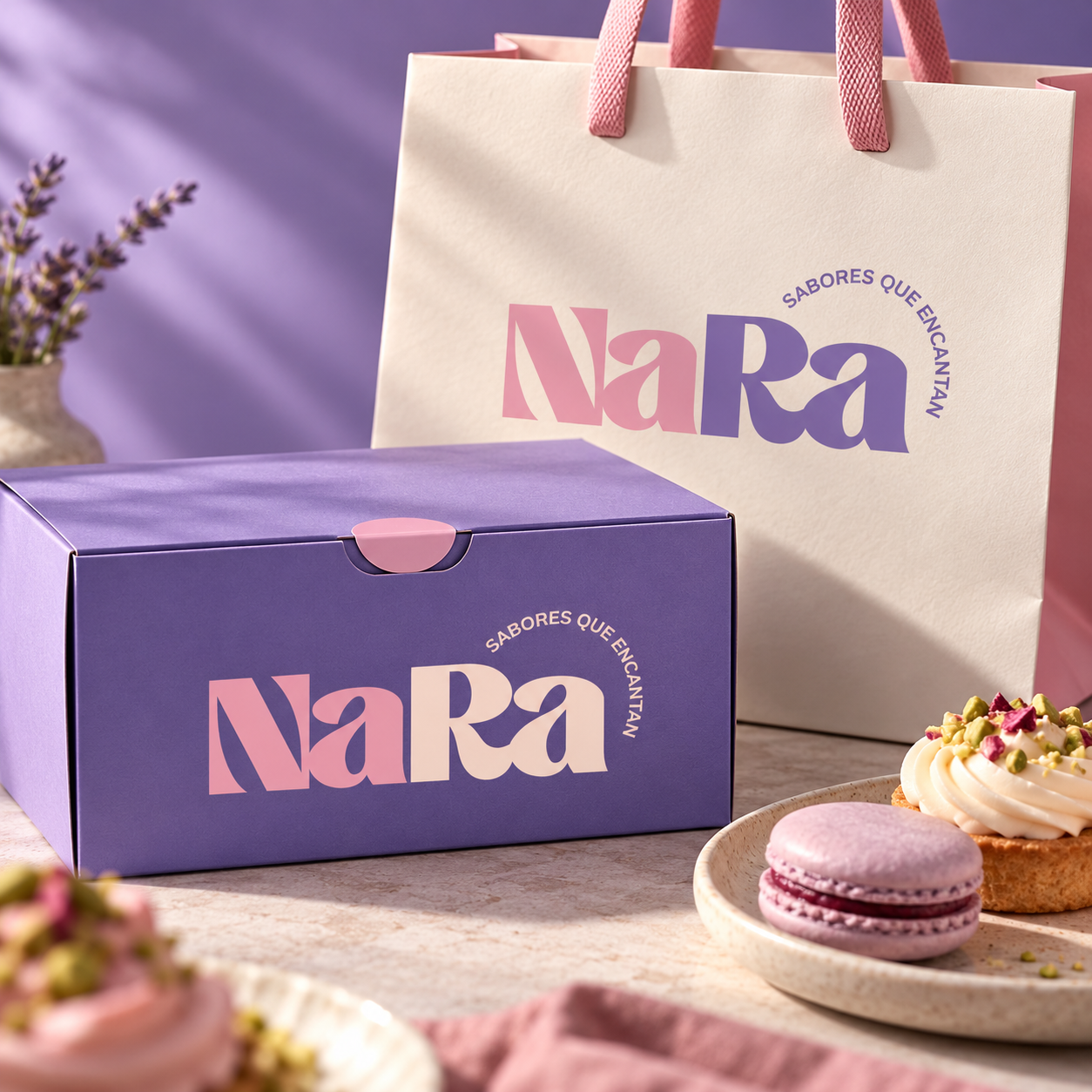 Mockup de aplicación del logo de Nara diseñado por Yapo Creativo
