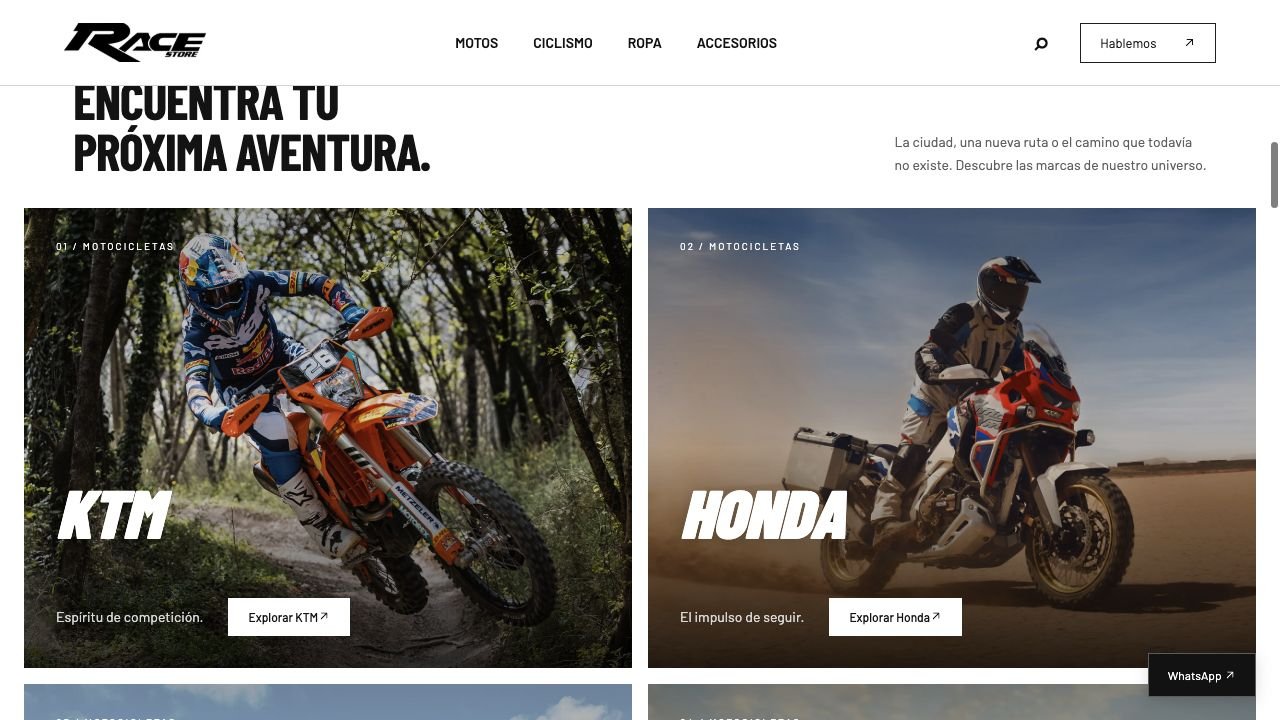 Race Store · Primera sección interior