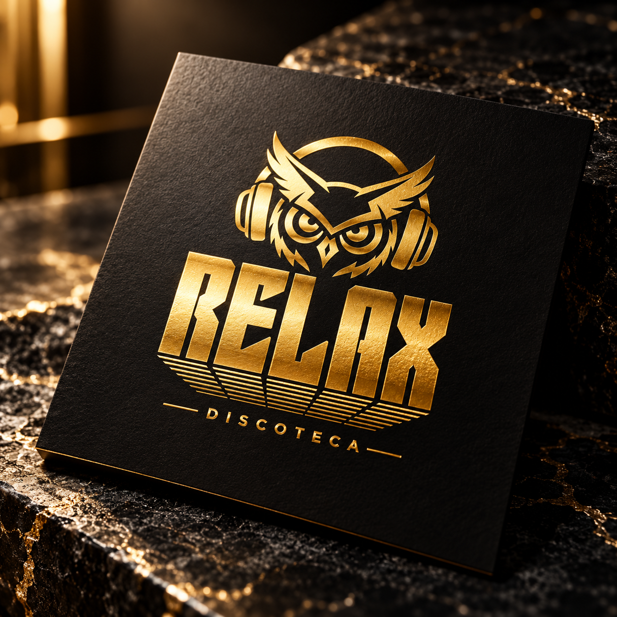 Mockup de aplicación del logo de Relax Discoteca diseñado por Yapo Creativo
